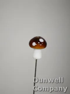 Hatpin – Large Glass Brown and White Mushroom on a Short Shaft