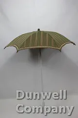 Parasol - Green and Light Brown Striped Silk