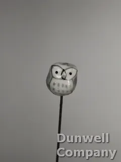 Hatpin – Grey Glass Owl on a Short Shaft