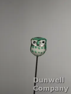 Hatpin – Green Glass Owl on a Short Shaft